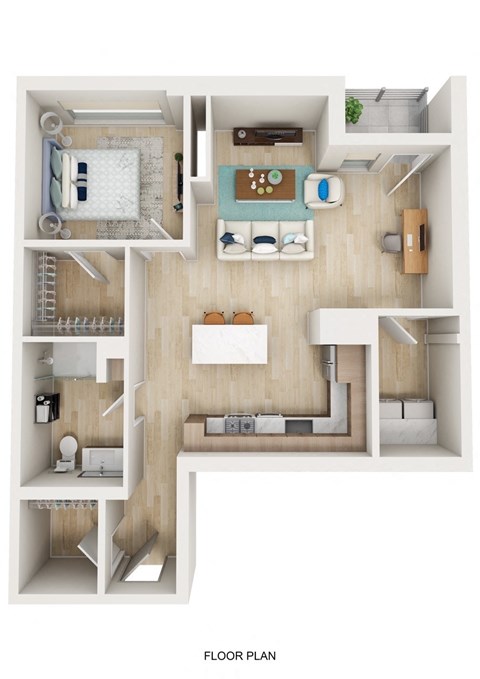 Floor plan for 1 bed, 1 bath, 900 sqft